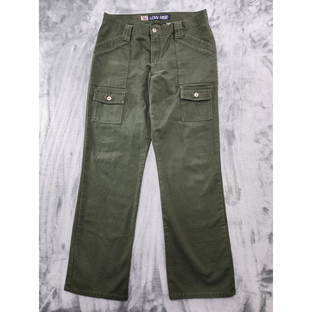 Vintage‎ Cruel Girl Pants Womens 33 Green Low Rise Wide Leg Cargo Pockets Grunge
